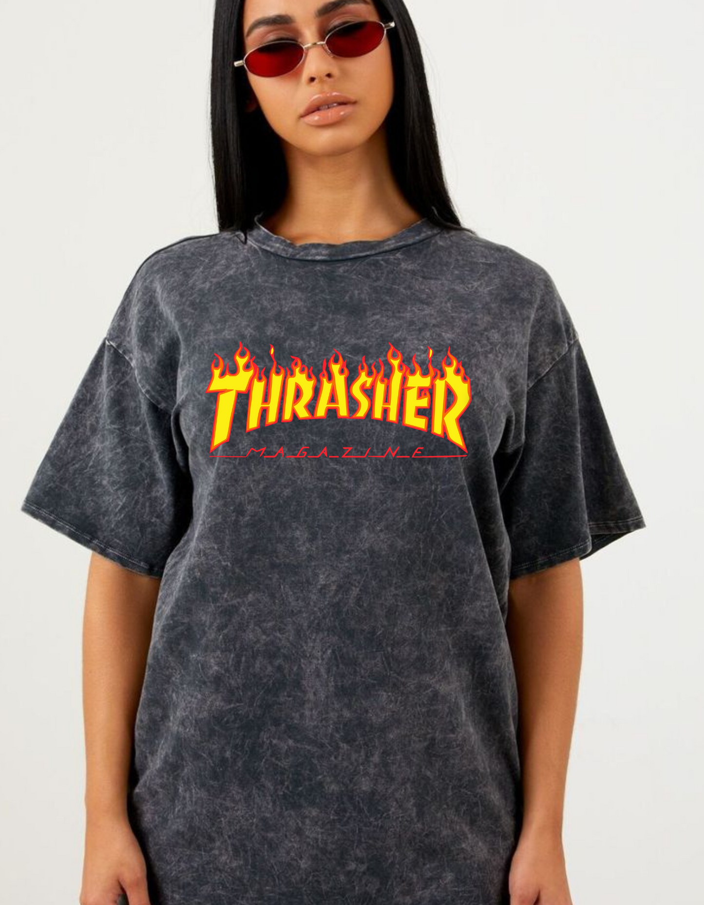 Acid Wash Thrasher Graphic T-Shirt | Street Style Tee