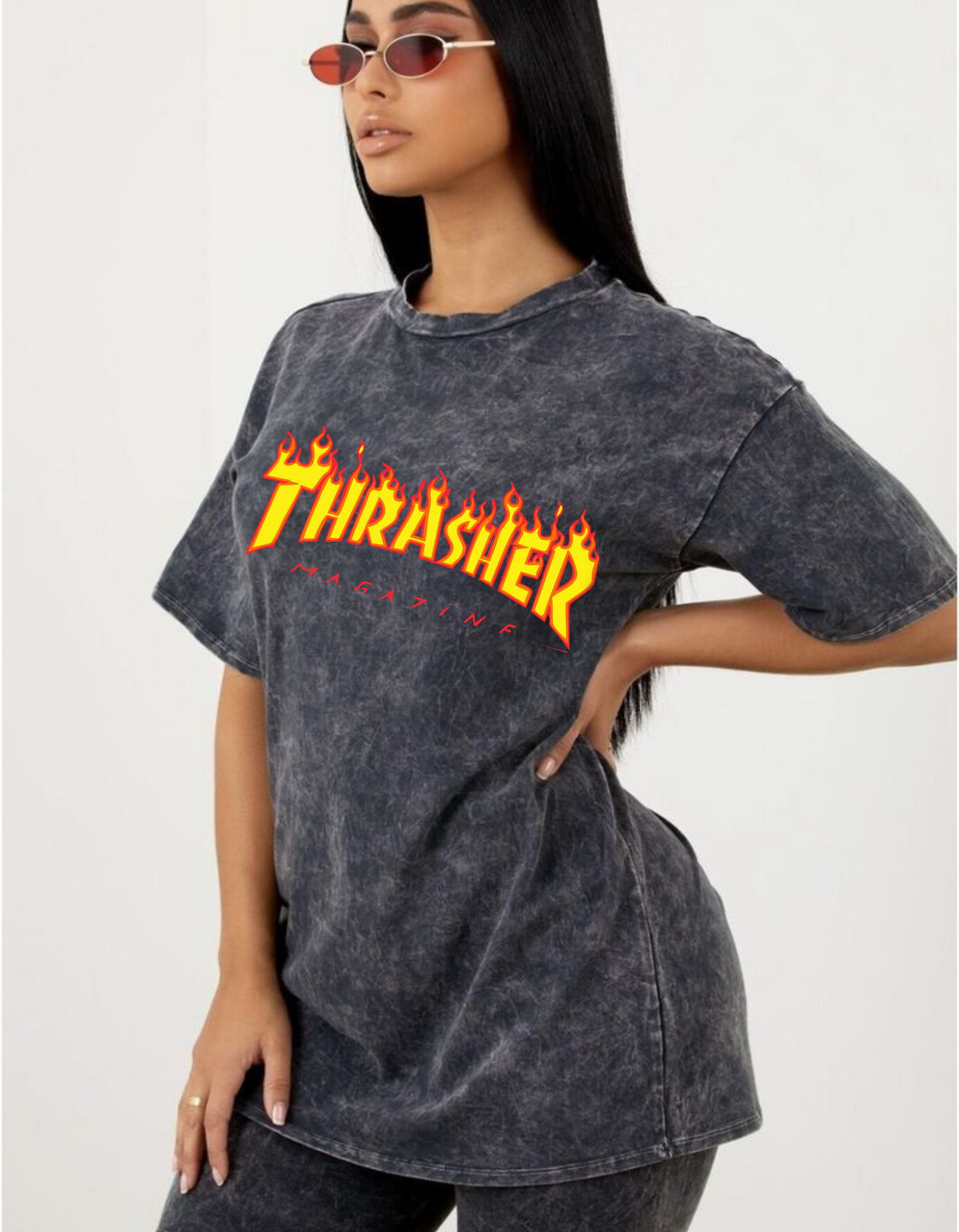 Acid Wash Thrasher Graphic T-Shirt | Street Style Tee