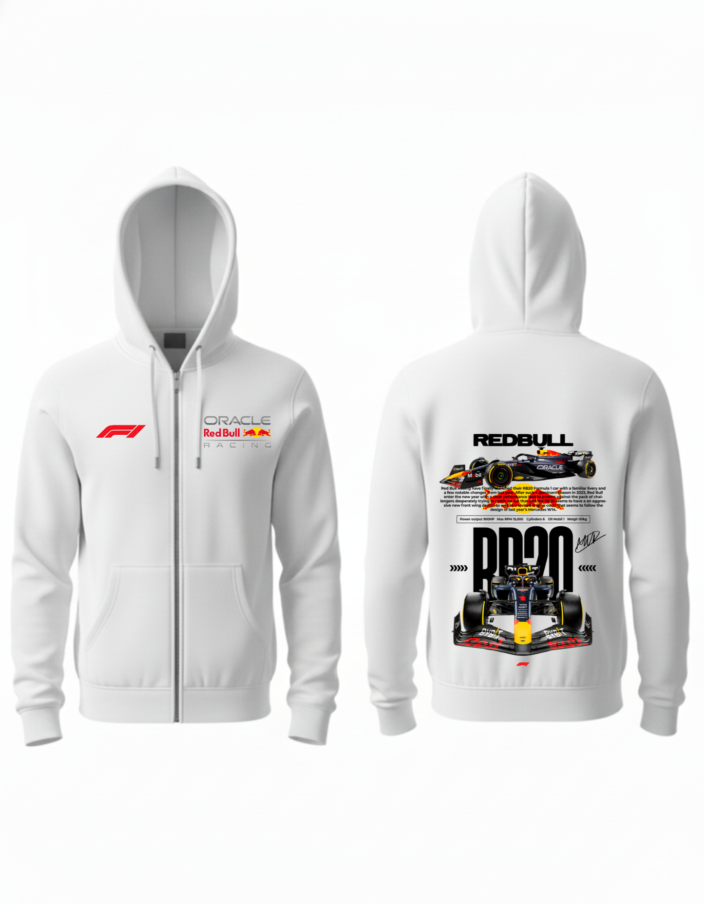 Red Bull RB20 F1 Zip-Up Hoodie