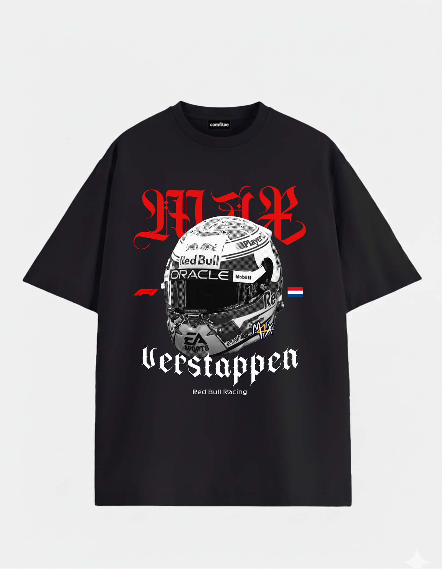 Max Verstappen Oversized Tee | Red Bull Racing F1 Helmet Fan Shirt