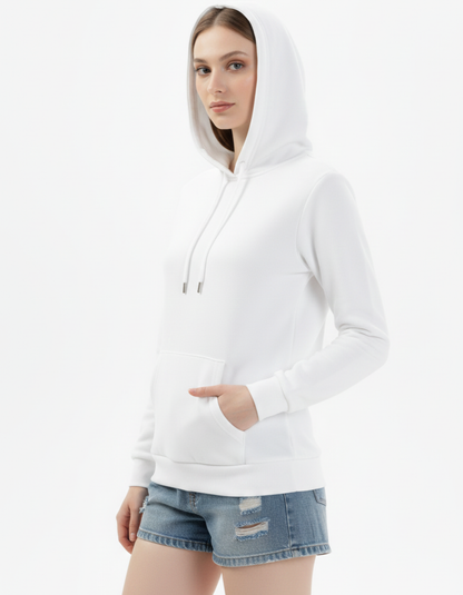 White Solid Hoodie