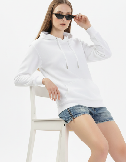White Solid Hoodie
