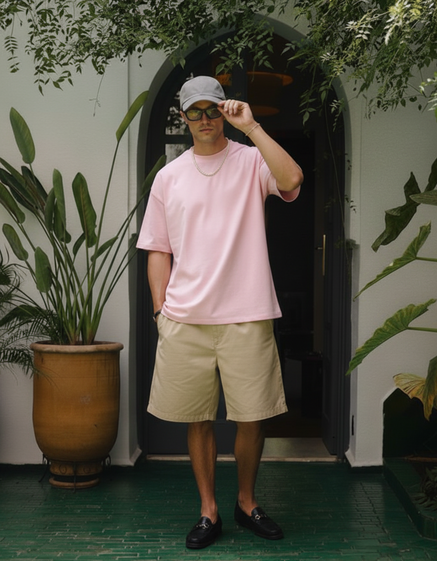 Unisex Light Baby Pink Oversized Plain T-Shirt