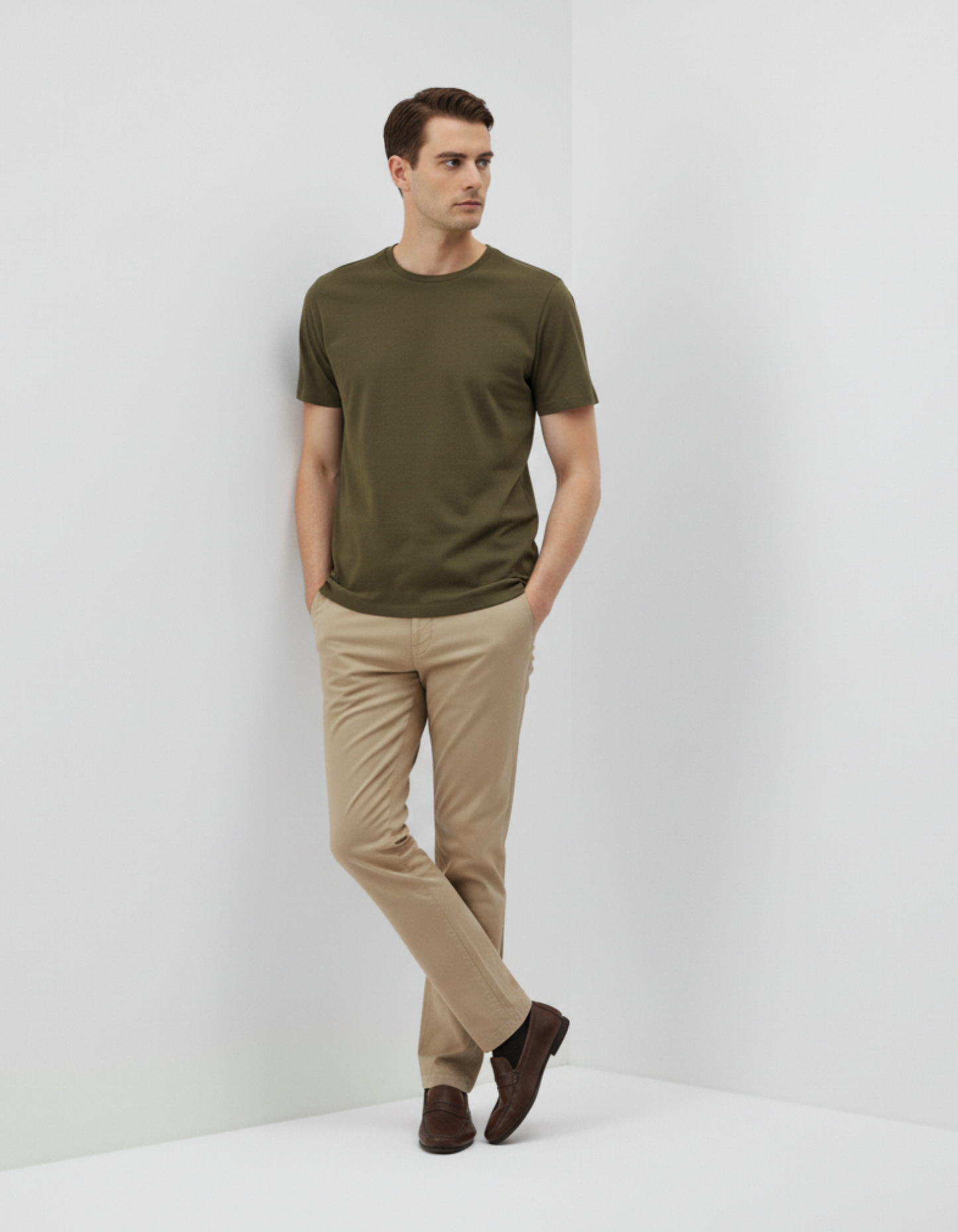 Classic Olive Solid Crew Neck Tee