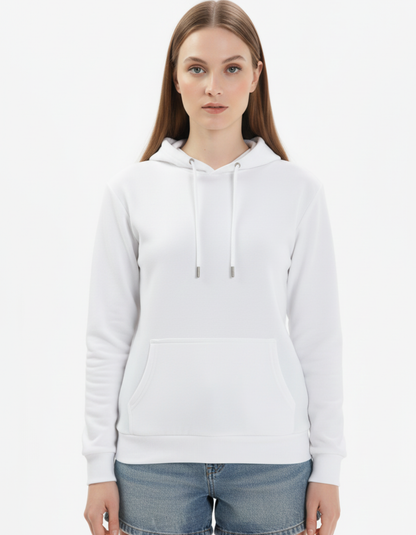 White Solid Hoodie