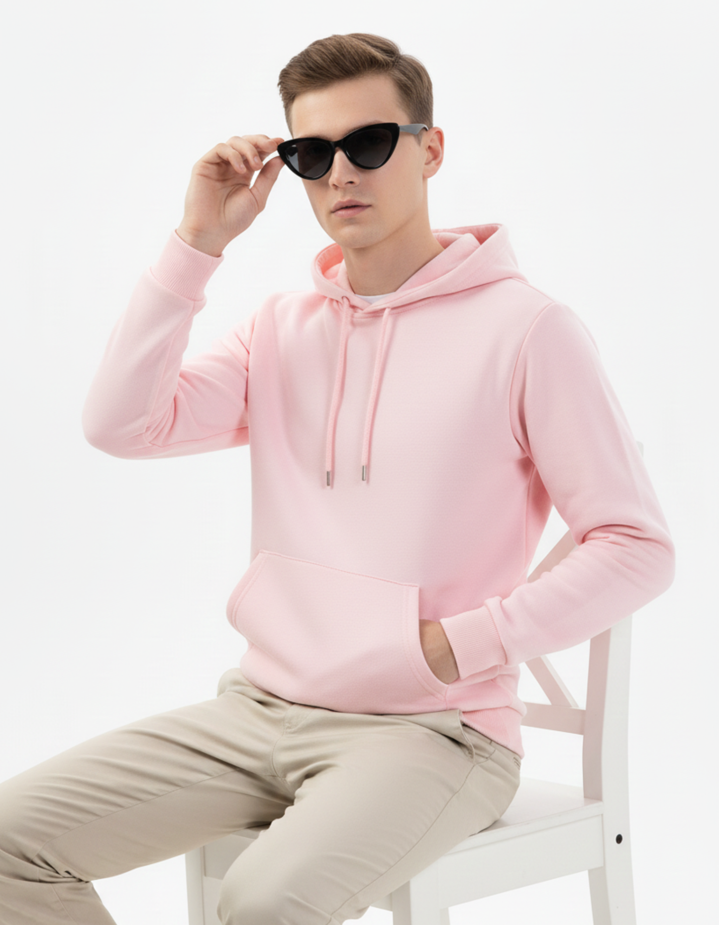 Light Pink Solid Hoodie