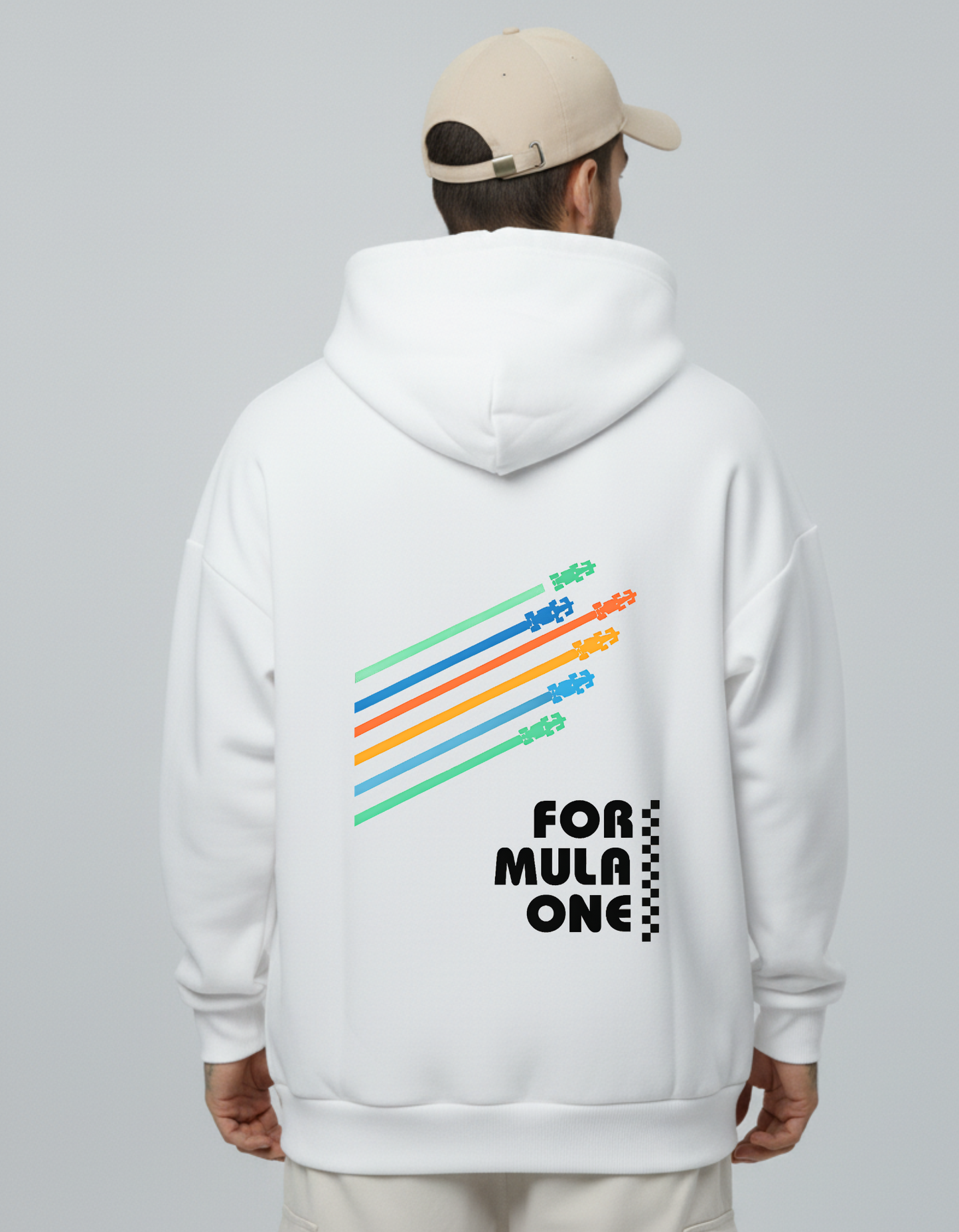 Oversized F1 Color Stripe Hoodie