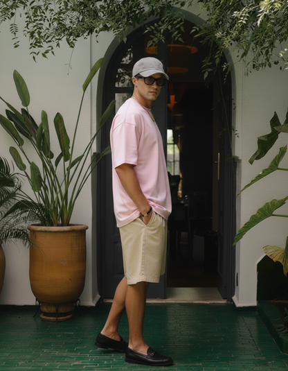 Unisex Light Baby Pink Oversized Plain T-Shirt