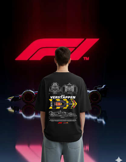 Max Verstappen F1 Blueprint Oversized Tee