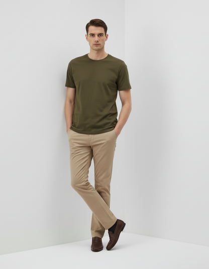 Classic Olive Solid Crew Neck Tee