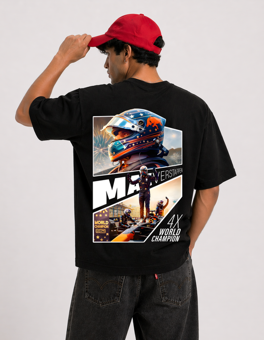 Oversized Max Verstappen 4X World Champion F1 Tee