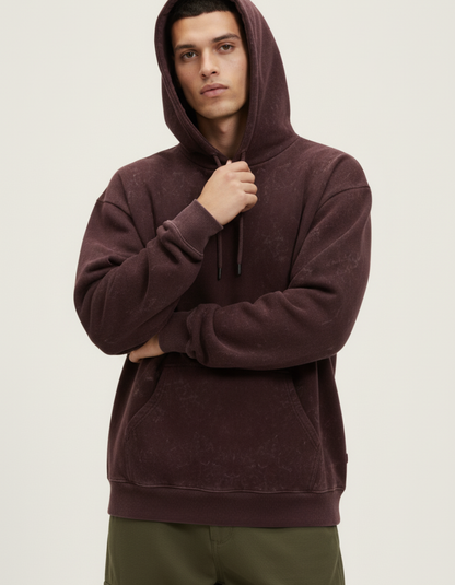Oversized Maroon Acid Wash Hoodie