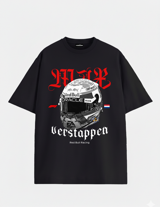 Max Verstappen Oversized Tee | Red Bull Racing F1 Helmet Fan Shirt