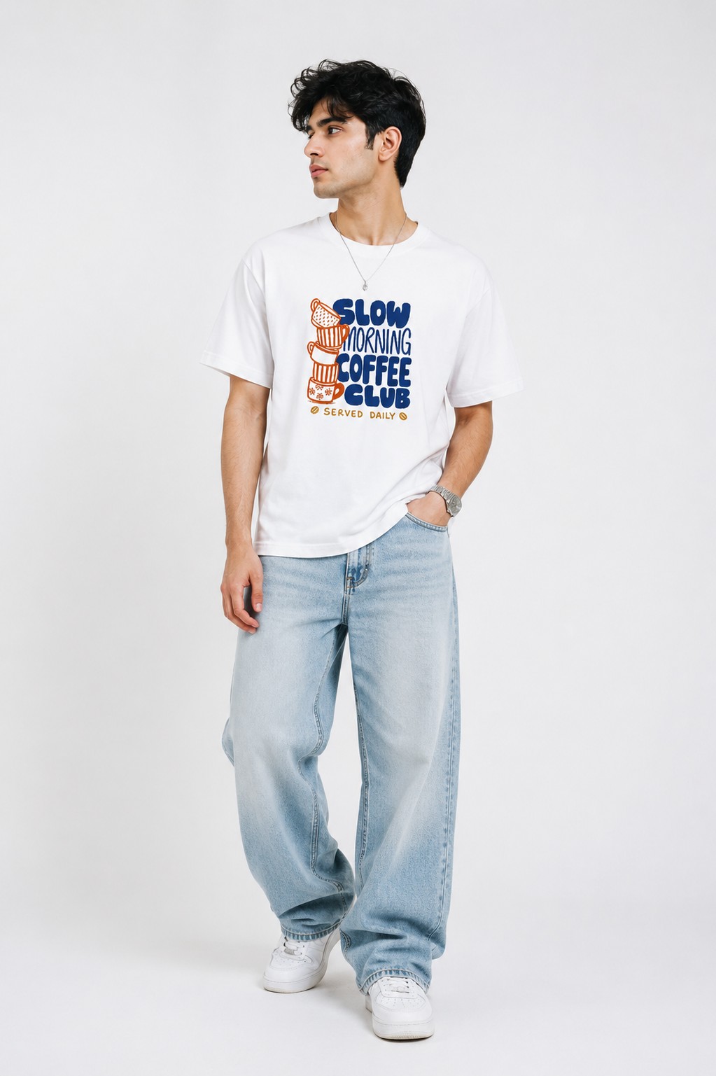 Slow Morning Coffee Club Oversized Tee