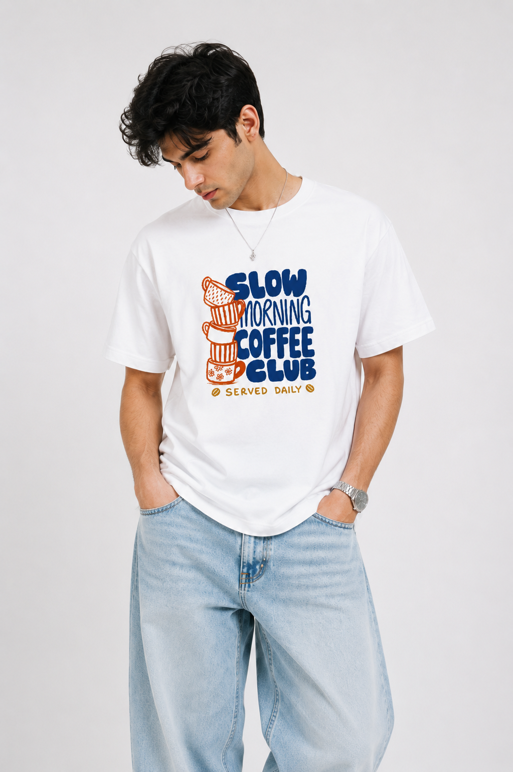 Slow Morning Coffee Club Oversized Tee