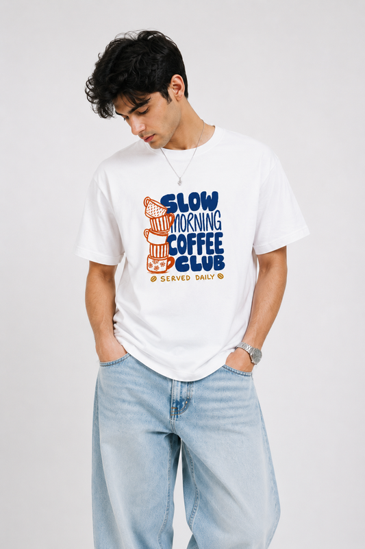 Slow Morning Coffee Club Oversized Tee
