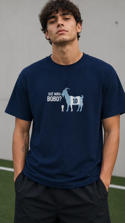 Messi "Qué Mirás, Bobo?" GOAT T-Shirt – Navy Blue