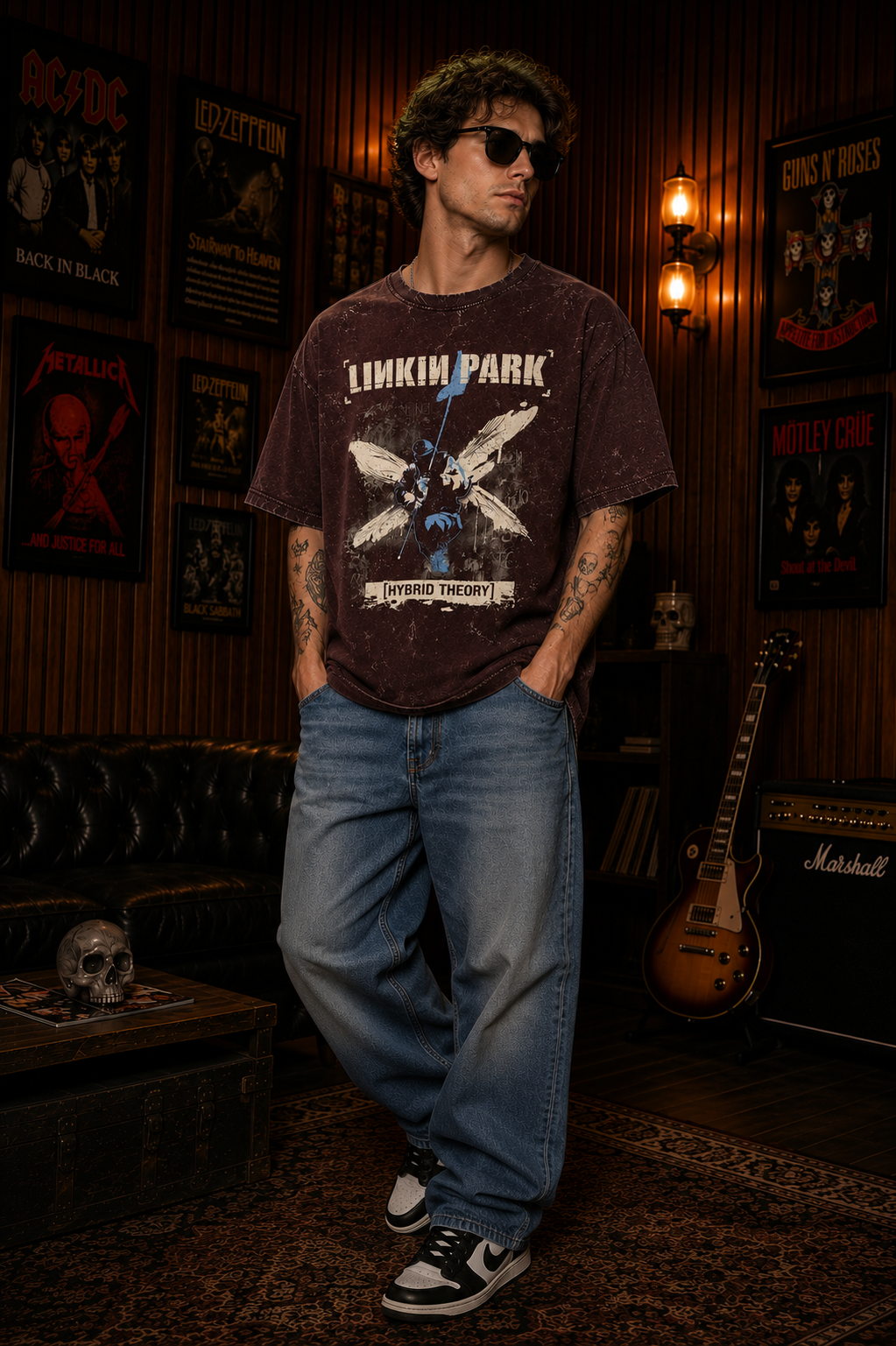 Linkin Park Legacy Oversized Acid Wash T-Shirt