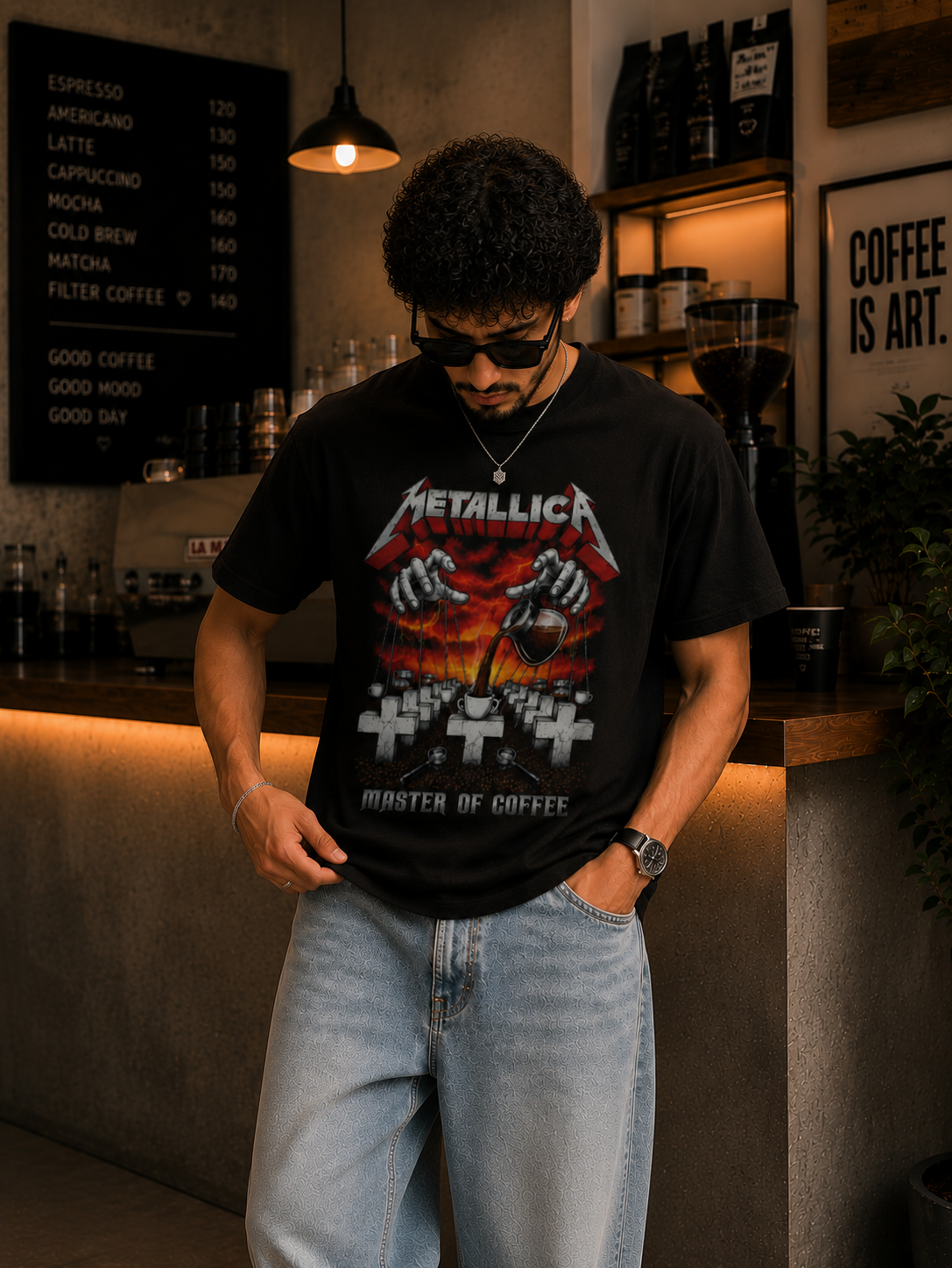 Master of Coffee Graphic T-Shirt
