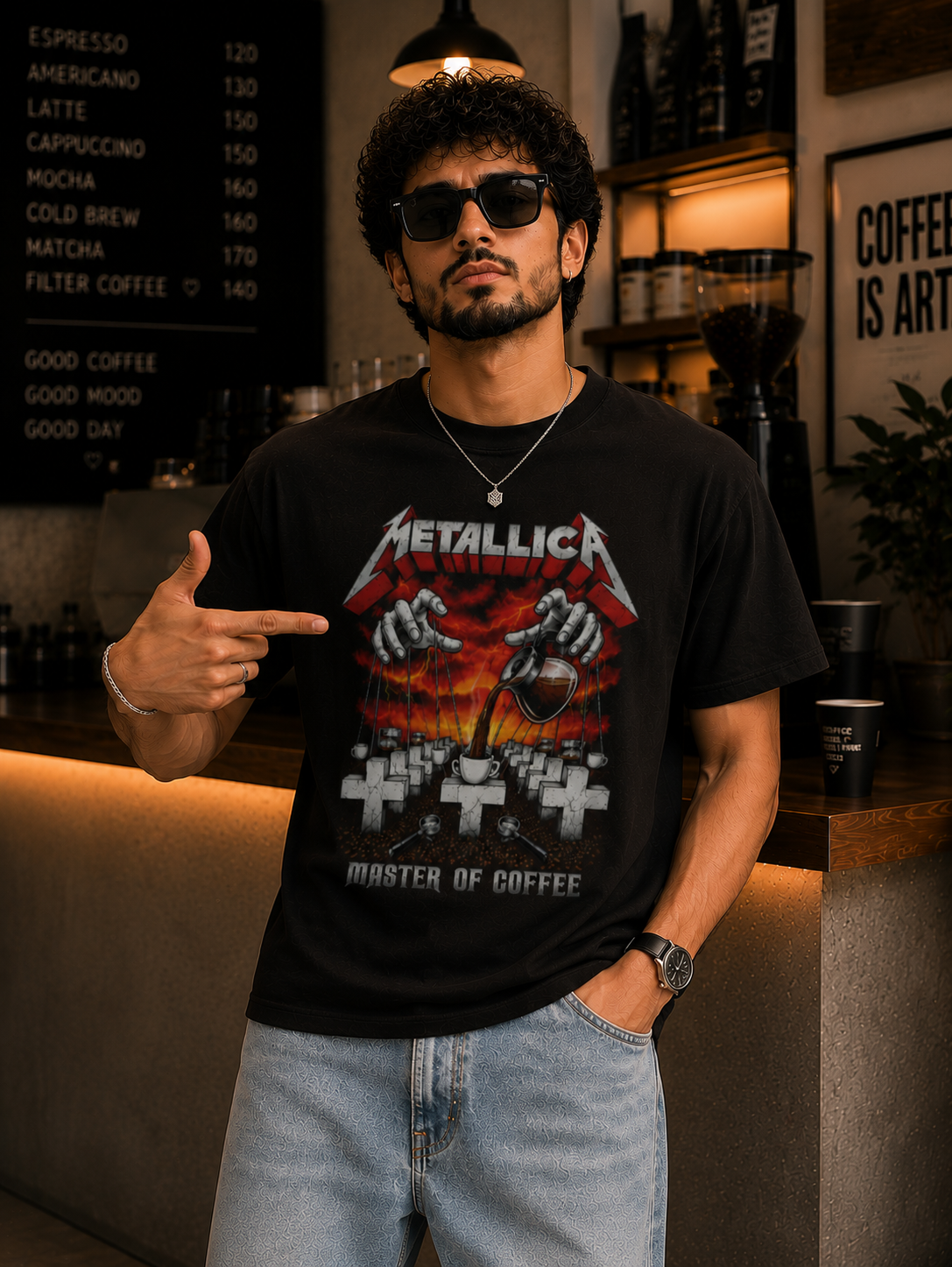 Master of Coffee Graphic T-Shirt