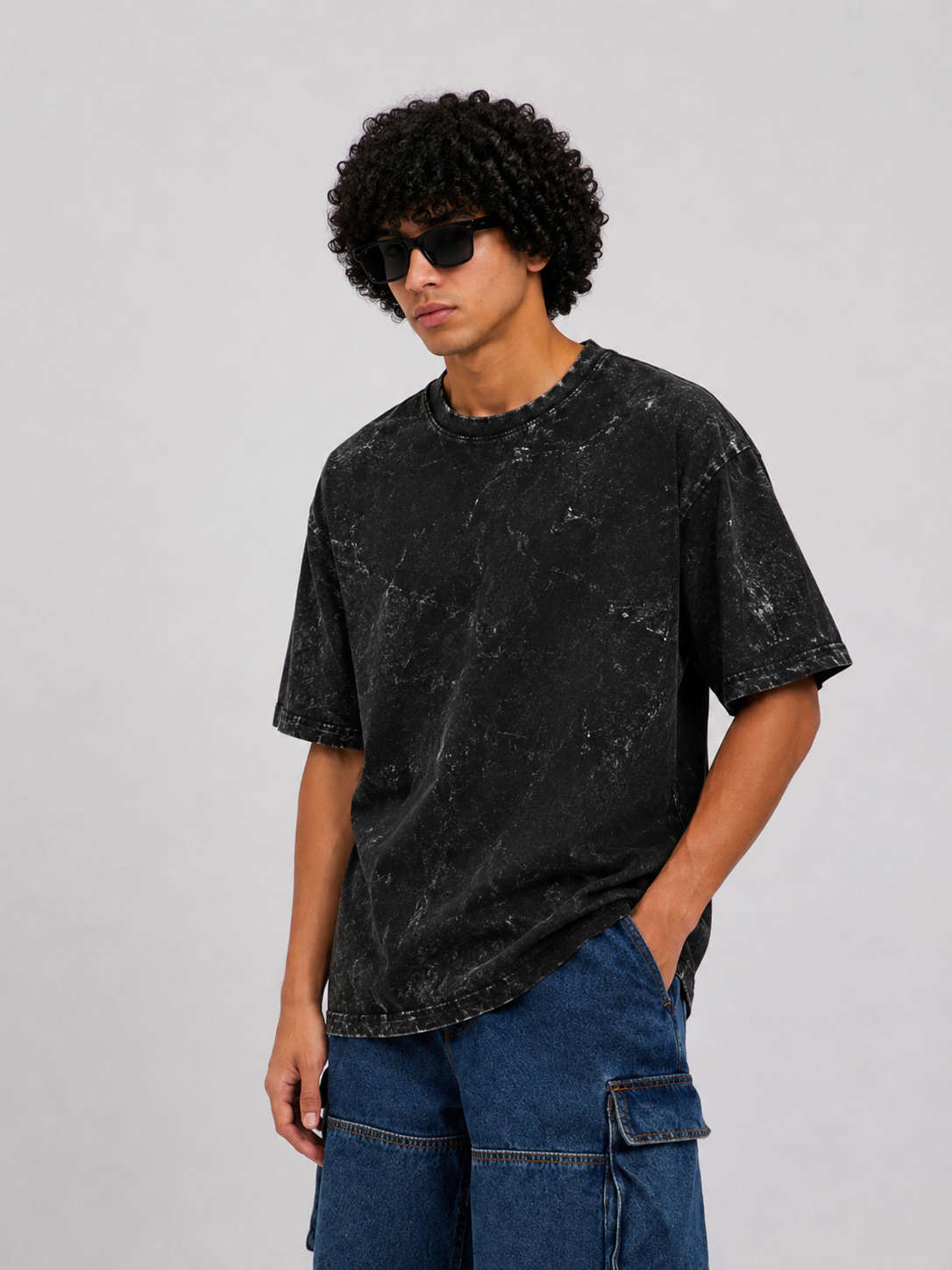 Black Acid Washed Oversized Tee