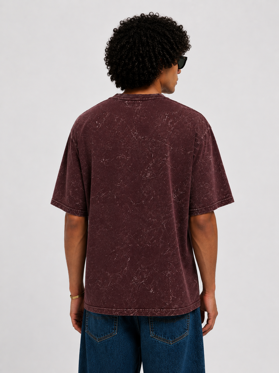 Maroon Acid Washed Oversized Tee