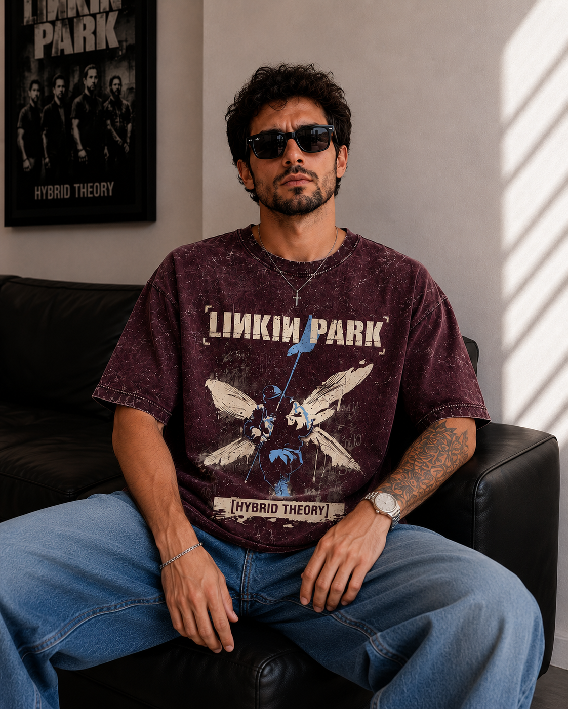 Linkin Park Legacy Oversized Acid Wash T-Shirt