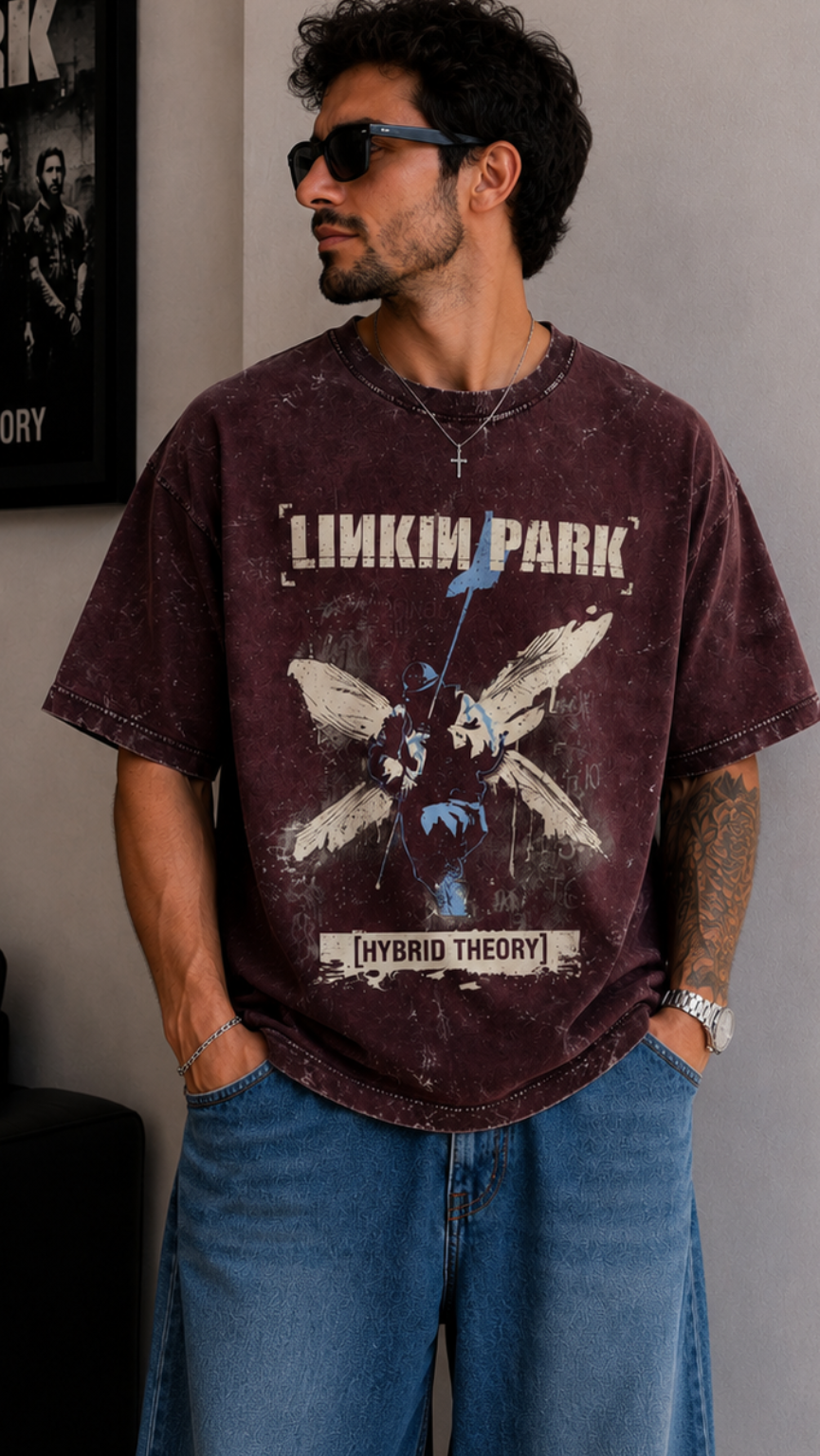 Linkin Park Legacy Oversized Acid Wash T-Shirt