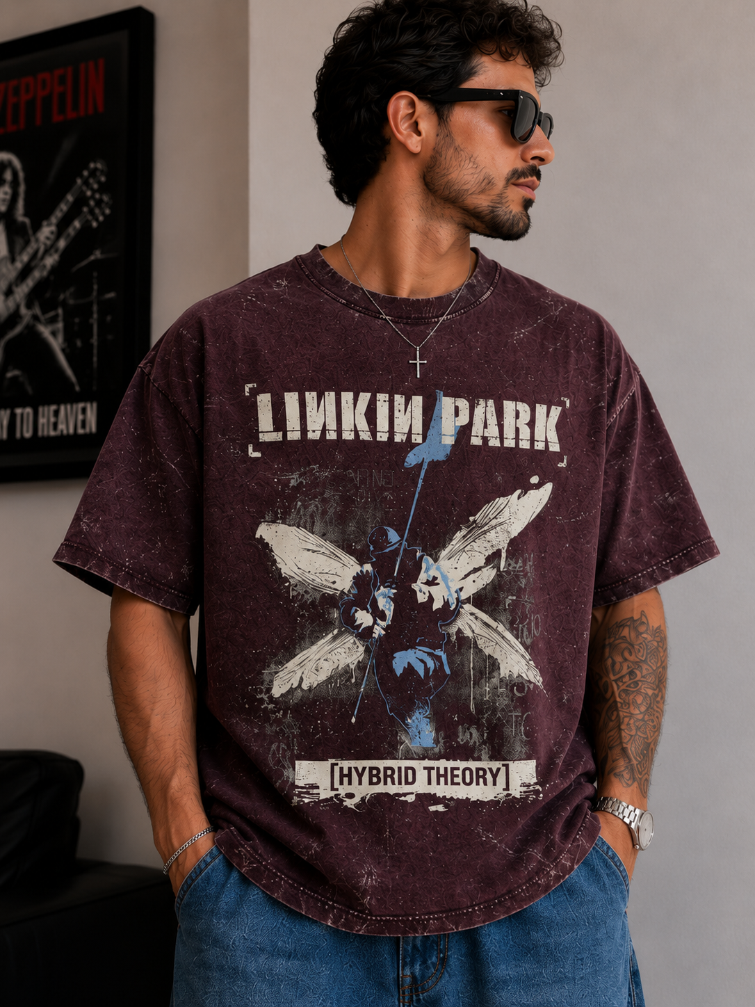 Linkin Park Legacy Oversized Acid Wash T-Shirt