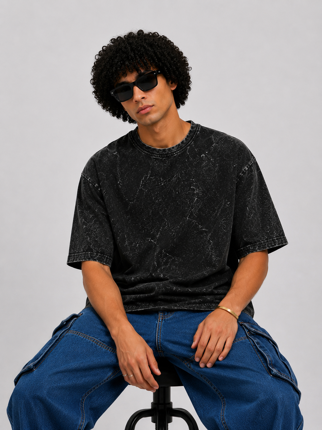 Black Acid Washed Oversized Tee