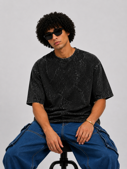 Black Acid Washed Oversized Tee